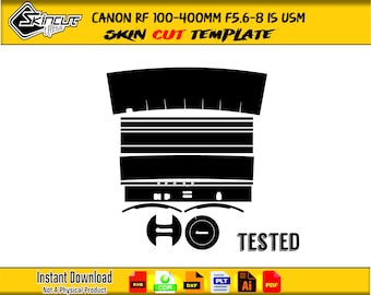 Canon RF 100 400mm f5.6-8 IS Usm Skin vector template file skin die cut layout Canon Rf 100-400mm f5.6-8 IS Usm Skin Cut file Svg