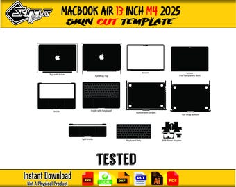 Macbook Air 13 inch M4 2025 Skin vector template file skin die cut layout Cricut Silhouette Macbook Air 13 inch M4 Skin cut file