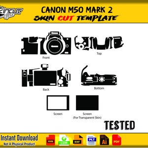 Canon EOS M50 Mark II skin template vector file skin die cut skin template Svg Cricut Silhouette Canon M50 Mark 2 skin cut file