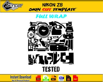 nikon z8 skin template vector skin layout skin die cuts file svg skin Cricut Silhouette Eps ai Cutting template Nikon Z8 Skin cut file
