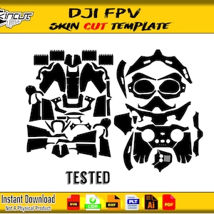 DJI FPV skin template vector skin layout skin die cuts file svg skin Cricut Silhouette Eps Cutting template dji fpv Skin cut file skin svg