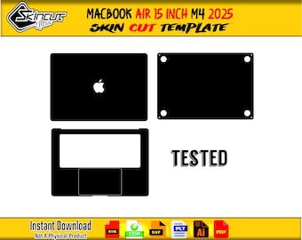macbook air 15 m4 2025 Skin vector template file skin die cut layout file svg skin Cricut Silhouette Macbook Air 15 inch M4 Skin cut file