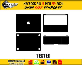 MacBook Air 13 inch M3 2024 Skin vector template file skin die cut layout file svg skin Cricut Silhouette MacBook Air 13 inch M3 2024 Skin
