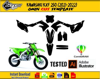 KAWASAKI KXF 250 2021-2022 Skin vector template file skin die cut layout - KXF 250 2021-2022 graphics template cutting file