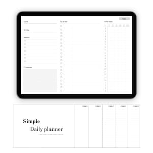 Digital Daily Planner PDF for GoodNotes | Simple Minimal Layout To-Do Time Table Study Work Planning | Printable File