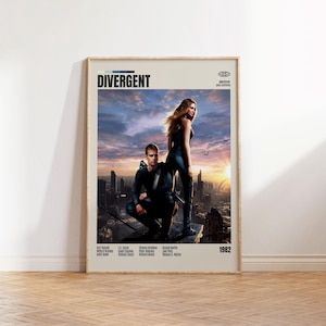 Divergent, Neil Burger, Poster minimalista di un film, Poster retrò di un film, Stile moderno di metà secolo, Stampa artistica retrò vintage, I migliori film