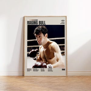 Toro scatenato, Martin Scorsese, poster minimalista, poster retrò, stile moderno di metà secolo, stampa d'arte retrò vintage, i migliori film