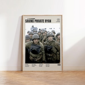 Salvate il soldato Ryan, Steven Spielberg, Poster minimalista, Poster retrò, Stile moderno di metà secolo, Stampa artistica retrò vintage, I migliori film