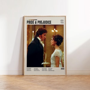 Orgoglio e pregiudizio, Joe Wright, Poster minimalista, Poster retrò, Stile moderno di metà secolo, Stampa artistica retrò vintage, I migliori film