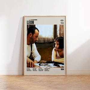 Leon, Luc Besson, Poster cinematografico minimalista, Poster cinematografico retrò, Stile moderno di metà secolo, Stampa artistica retrò vintage, I migliori film