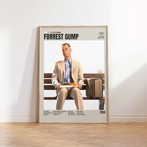 Forrest Gump, Robert Zemeckis, Poster minimalista, Poster retrò, Stile moderno di metà secolo, Stampa artistica retrò vintage, I migliori film