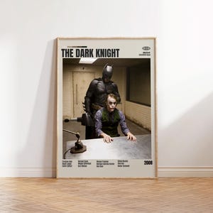 Il cavaliere oscuro, Christopher Nolan, Poster minimalista, Poster retrò, Stile moderno di metà secolo, Stampa artistica retrò vintage, I migliori film
