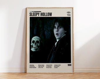Sleepy Hollow, Tim Burton, póster minimalista, póster retro, moderno de mediados de siglo, lámina retro vintage, mejores películas, póster A3