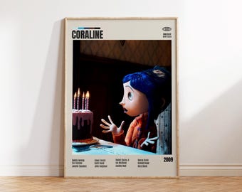 Coraline,Henry Selick,Minimalist Movie Poster, Retro Movie Poster, Mid century modern, Vintage Retro Art Print,Best Movies,A3 Poster