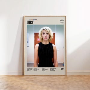 Lucy, Luc Besson, Poster cinematografico minimalista, Poster cinematografico retrò, Stile moderno di metà secolo, Stampa artistica retrò vintage, I migliori film
