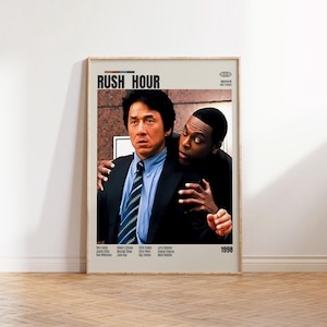 Rush Hour, Brett Ratner, Poster minimalista di un film, Poster retrò di un film, Stile moderno di metà secolo, Stampa artistica retrò vintage, I migliori film