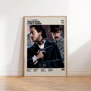 Sherlock Holmes: Gioco di ombre, Guy Ritchie, Poster minimalista, Poster retrò, Stile moderno di metà secolo, Stampa artistica retrò vintage