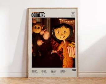 Coraline,Henry Selick,Minimalist Movie Poster, Retro Movie Poster, Mid century modern, Vintage Retro Art Print,Best Movies,A3 Poster