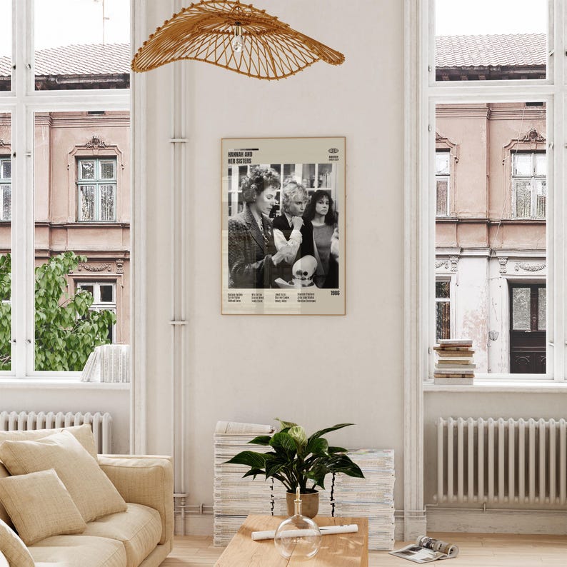 Hannah och hennes systrar, Woody Allen, Jan Pinkava, minimalistisk filmaffisch, retro filmaffisch, mitten av århundradet modernt, vintage retro konsttryck bild 3