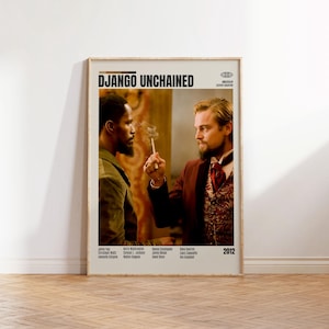 Django Unchained, Quentin Tarantino, Poster minimalista, Poster retrò, Stile moderno di metà secolo, Stampa artistica retrò vintage, I migliori film