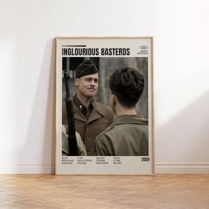 Bastardi senza gloria, Quentin Tarantino, Poster minimalista, Poster retrò, Stile moderno di metà secolo, Stampa artistica retrò vintage, I migliori film