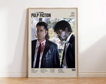 Pulp Fiction,Quentin Tarantino,Minimalist Movie Poster, Retro Movie Poster, Mid century modern, Vintage Retro Art Print, Best Movies