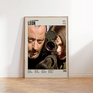 Leon, Luc Besson, Poster cinematografico minimalista, Poster cinematografico retrò, Stile moderno di metà secolo, Stampa artistica retrò vintage, I migliori film