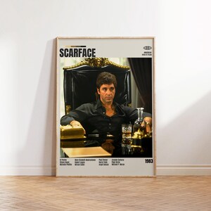 Scarface, Brian De Palma, Poster minimalista di un film, Poster retrò di un film, Stile moderno di metà secolo, Stampa artistica retrò vintage, I migliori film