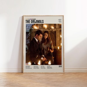 Los originales, Julie Plec, póster minimalista, póster retro, estilo moderno de mediados de siglo, lámina retro vintage, las mejores películas, póster A3