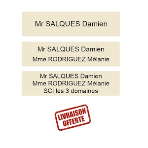 Plaque Boite aux Lettres 100x25mm couleur Ivoire