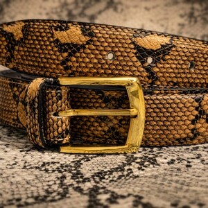Ceinture homme en cuir de vachette embossé serpent, ceinture en cuir véritable faite main, ceinture habillée imprimée python, ceinture western décontractée, cadeau pour lui