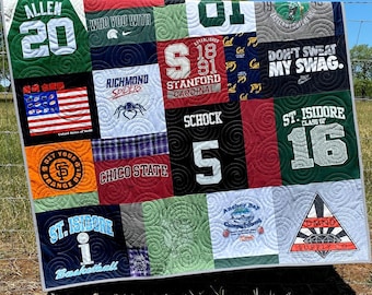 T Shirt Quilt Custom Memory Blanket Tee Shirts Graduation Birthday College University Gift Memorial Sports Jersey Keepsake Quality
