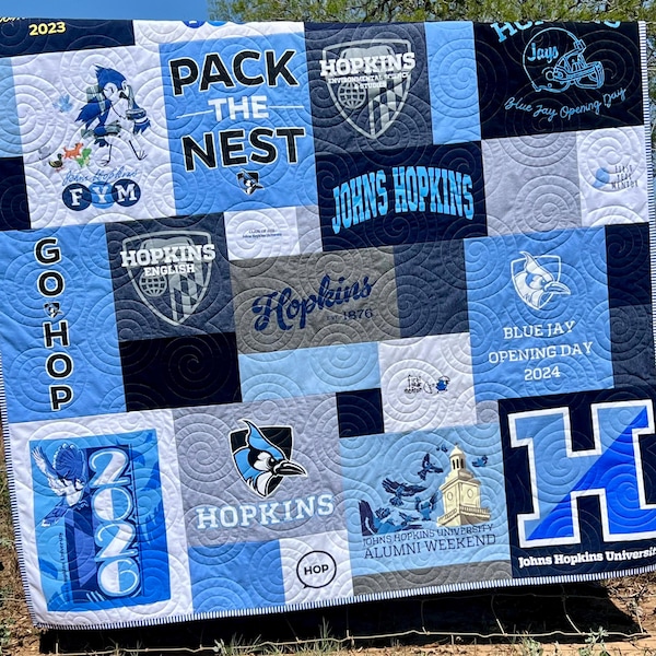 T-Shirt Quilt DEPOSIT Custom Memory Blanket Graduation Gift Tee Handmade Keepsake Personalized Modern Design Sport Clothing College Birthday