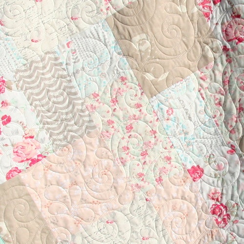 Farmhouse Baby Quilt Flower Crib Bedding Handmade Floral Minky Blanket Vintage Chic Roses 