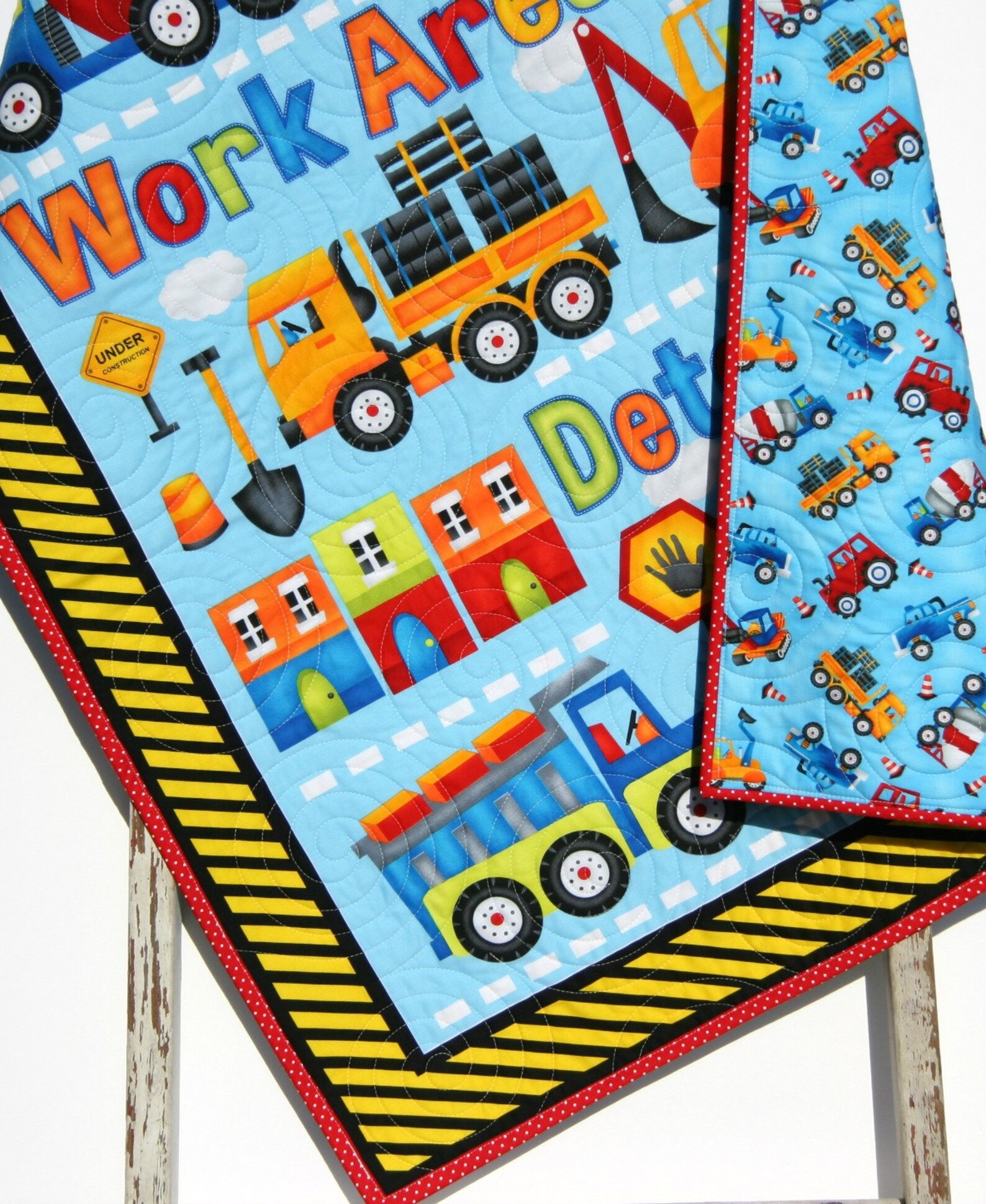 LAST ONE Truck Quilt Boy Baby Blanket Construction Nursery Etsy