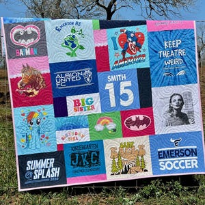 Custom T-Shirt Quilt – Personalized Memory Blanket from Shirts – Graduation, Memorial or Gift Quilt – Handmade Keepsake Quilt