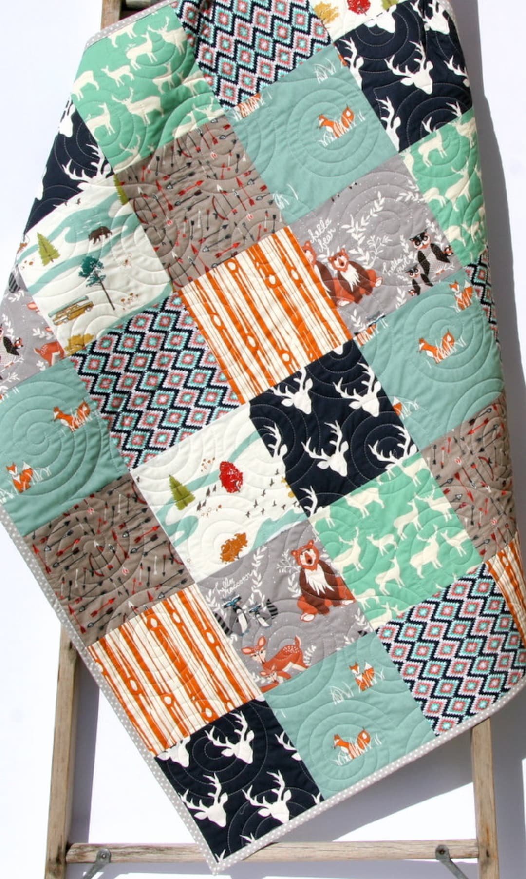 LAST ONE Baby Boy Quilt, Baby Quilt, Boy, Blanket, Toddler, Antler
