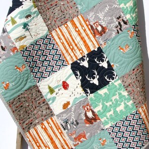 LAST ONE Baby Boy Quilt, Baby Quilt, Boy, Blanket, Toddler, Antler Baby Bedding, Woodland, Baby Deer Blanket, Outdoor Crib Bedding, Hunting