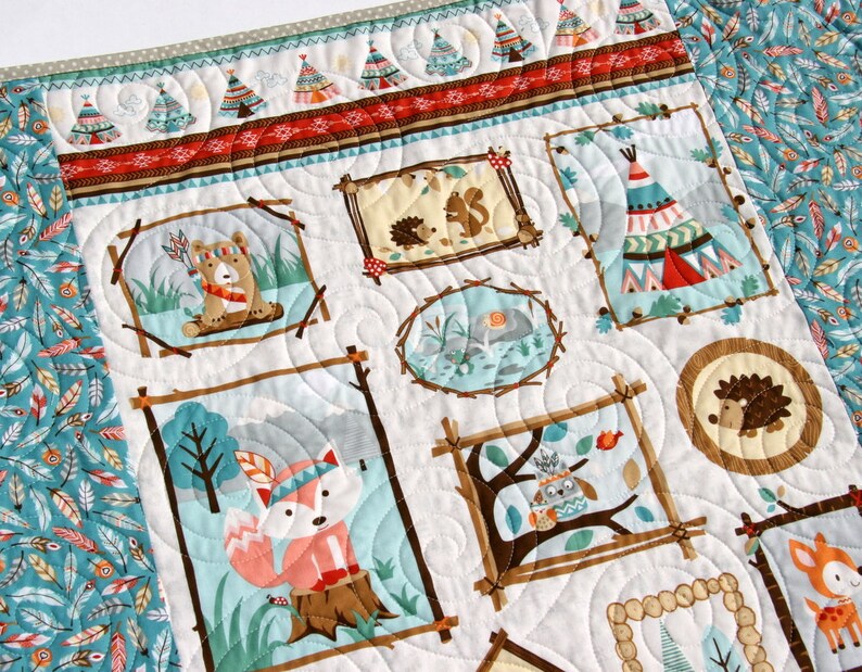 Quilt Woodland Baby Quilt Nursery Decor Nature Outdoors Etsy