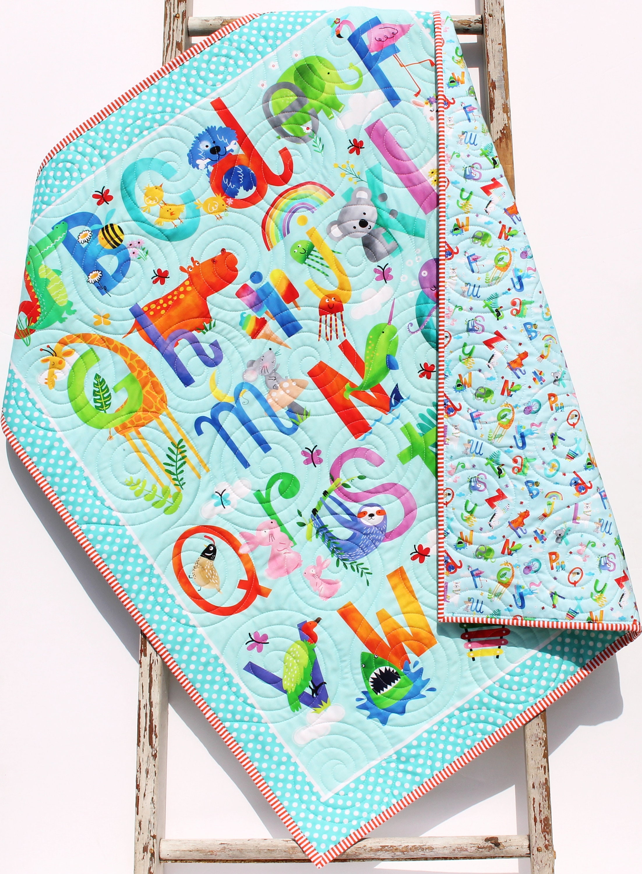 Abcs Baby Quilt Alphabet Animals Letters Nursery Decor Crib Bedding