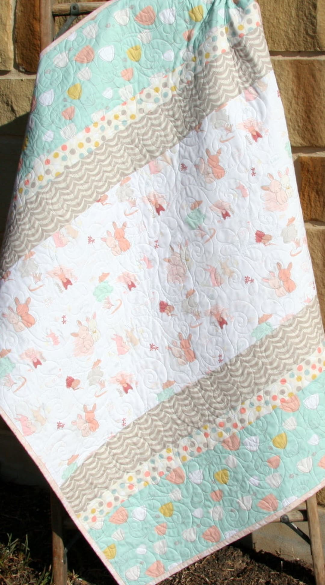 Rabbit Baby Bedding, Bunny Baby Quilt, Toddler Nursery Decor, Littlest ...
