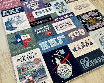 Gift T-Shirt Memory Quilt DEPOSIT Custom Blanket Graduation Gift Tee Handmade Keepsake Personalized Modern Design Sport Clothing College