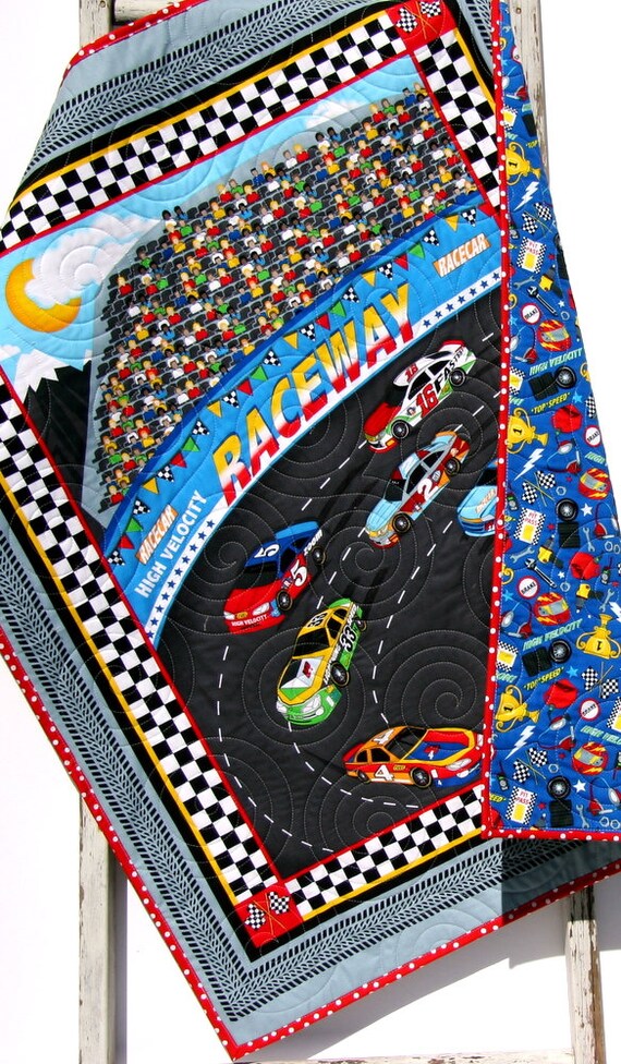 Racing Boy Quilt Race Car Nursery Bedding Race Track Crib Etsy