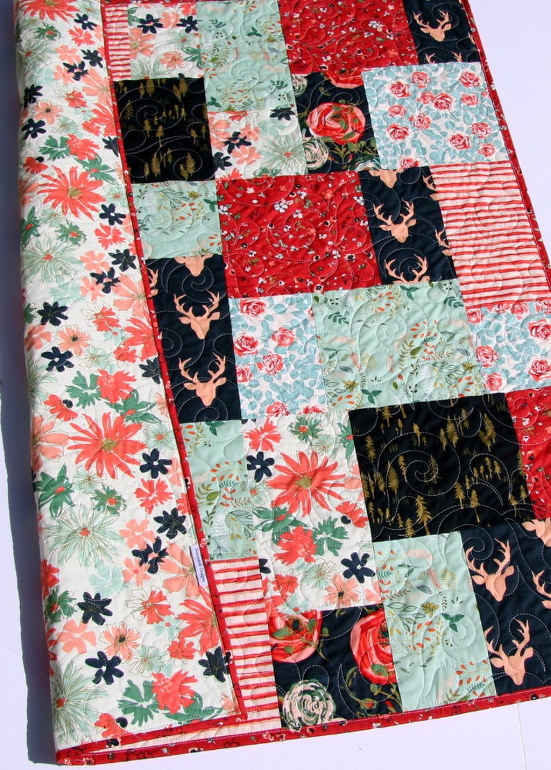 Navy Boho Quilt Woodland Crib Bedding Floral Baby Quilt Etsy