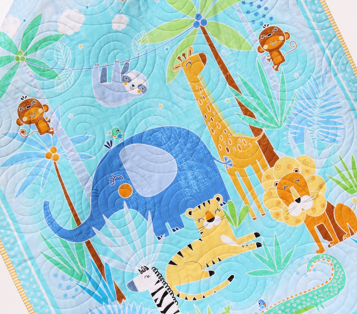 Safari Animal Quilt Jungle Nursery Decor Crib Bedding - Etsy