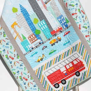 Transportation Quilt Boy Baby Blanket Cars Trucks Construction Nursery Bedding Newborn Baby Shower Gifts Handmade Personalized Name for Sale
