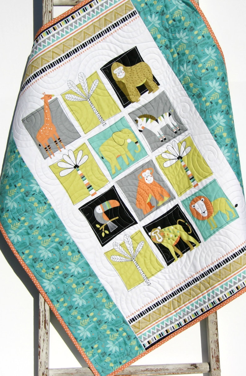 Jungle Quilt Safari Animals Baby Nursery Bedding Crib Cot Etsy