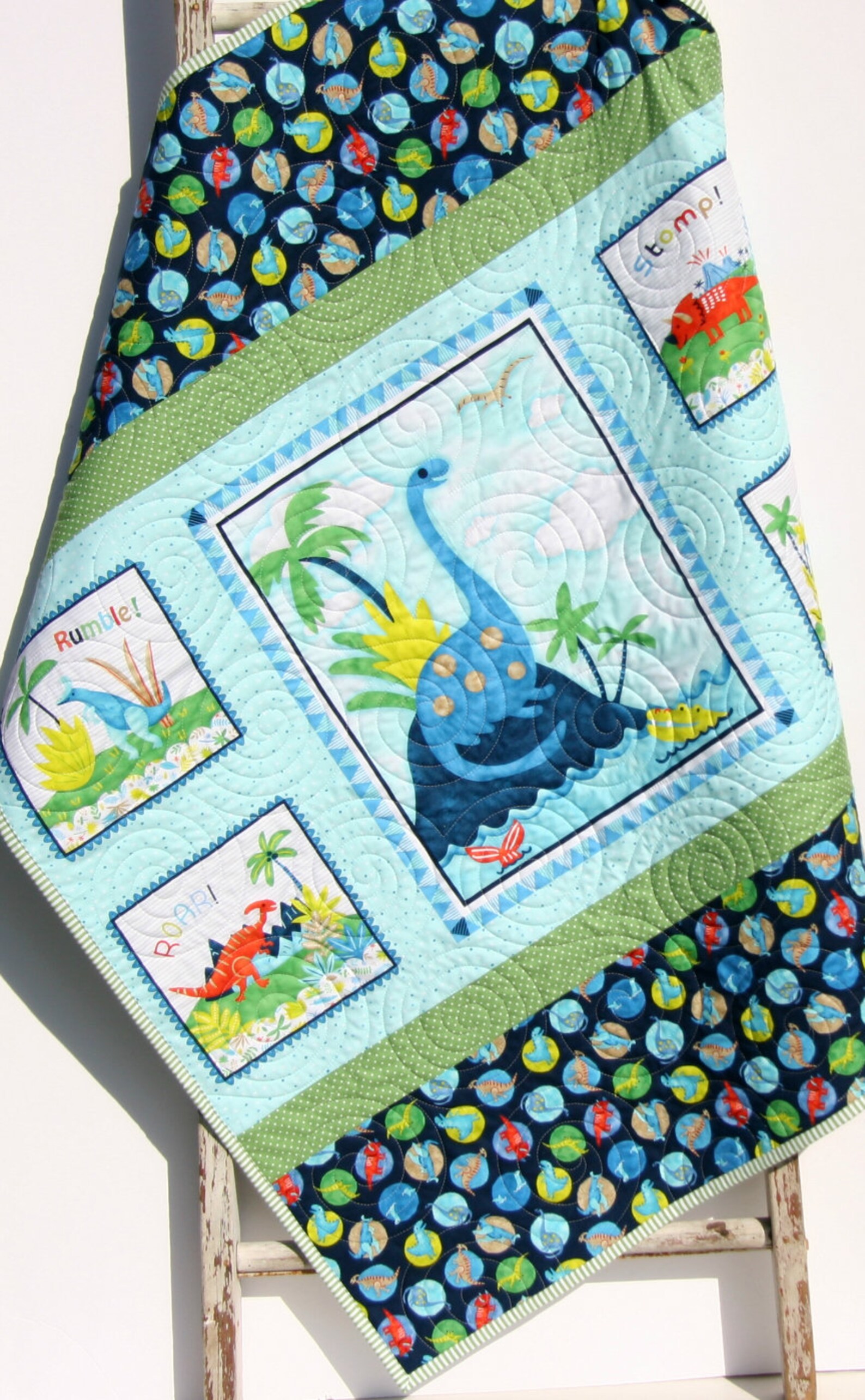 LAST ONE Dinosaur Baby Quilt Blanket Nursery Crib Bedding Boy Etsy