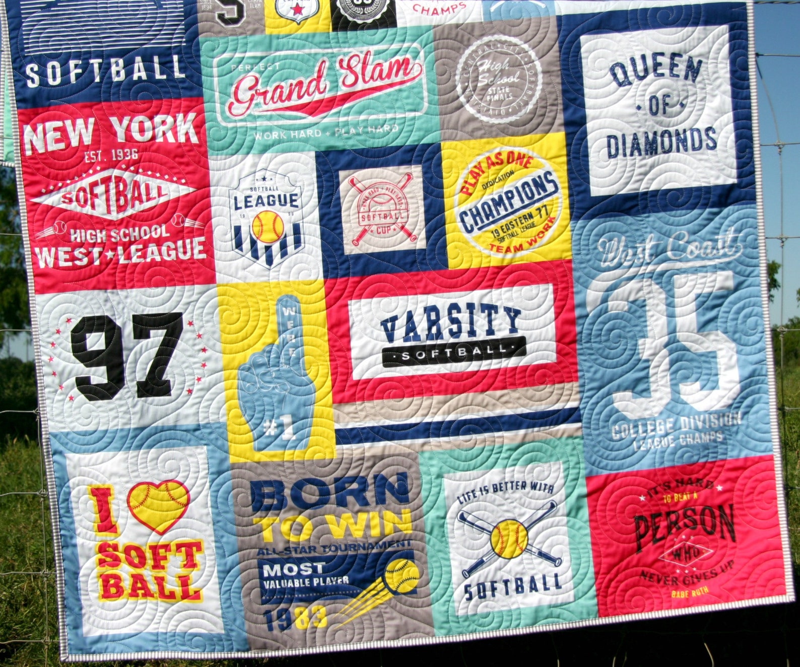 Softball Quilt Patchwork Blanket Adult Minky Varsity Sports Etsy