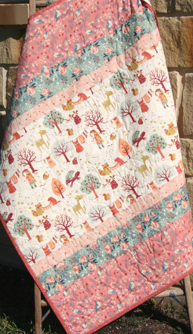 LAST ONE Baby Girl Quilt Modern Blanket Woodland Baby Etsy